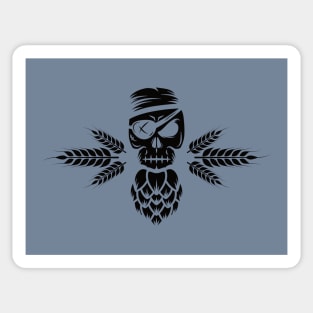 Hoppy Pirate Skull (black) Sticker